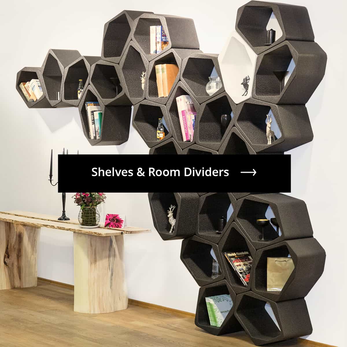 Modular shelves and room dividers